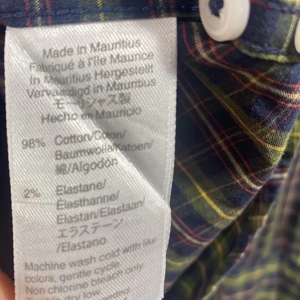 J Crew Mens Slim Fit Plaid Stretch Secret Wash Button Down Shirt